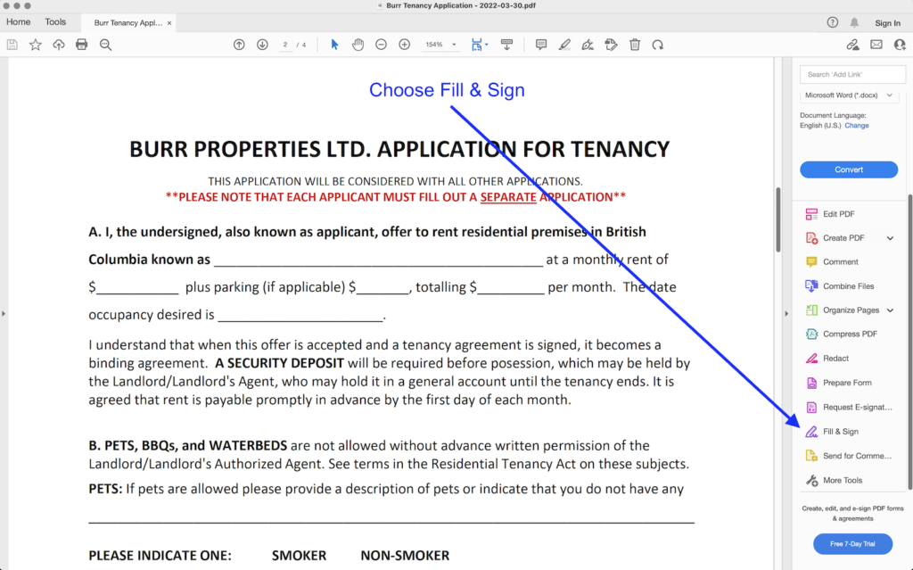 Rental Application Burr Properties Victoria BC Real Estate Listings
